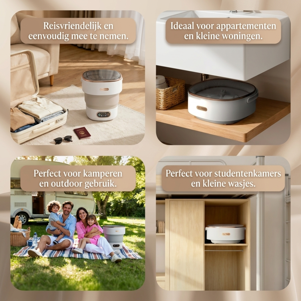 Vora Opvouwbare Camping Wasmachine 15L – Draagbare Mini Wasmachine voor Camping & Camper
