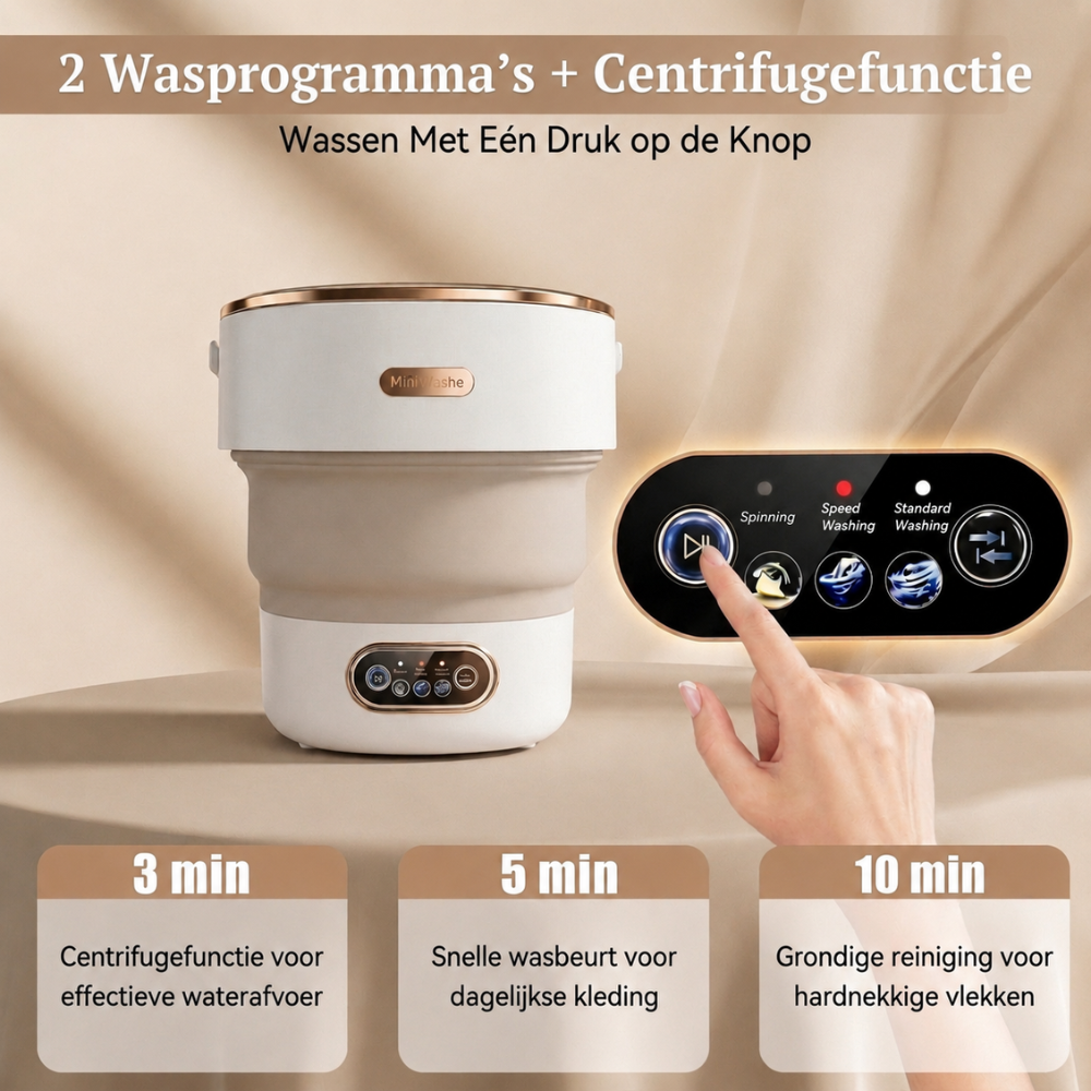 Vora Opvouwbare Camping Wasmachine 15L – Draagbare Mini Wasmachine voor Camping & Camper