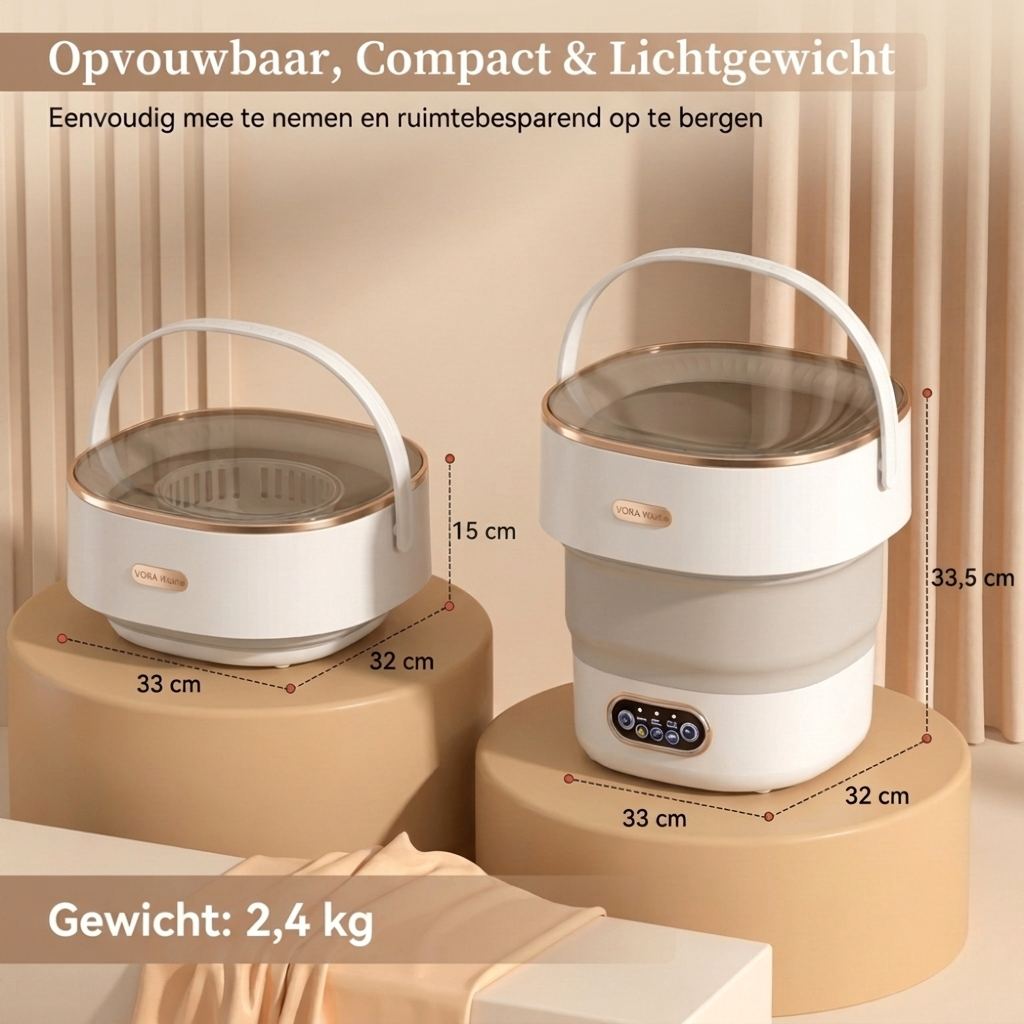 Vora Opvouwbare Camping Wasmachine 15L – Draagbare Mini Wasmachine voor Camping & Camper